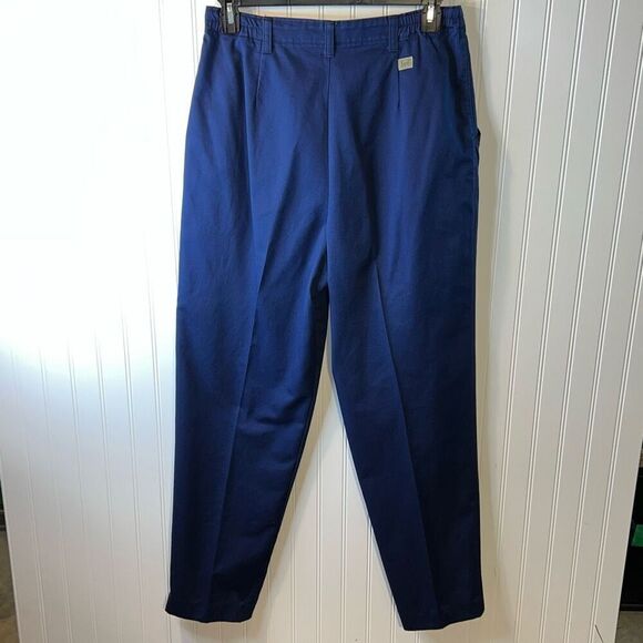 Vintage Lee Women's Pants Size 14 Long High Wasted Blue Elastic Sides Straight - Picture 4 of 7